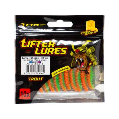 FTM Lifter Lures Larvy Cheese 3,5 cm Hot Orange / Apple Green UV