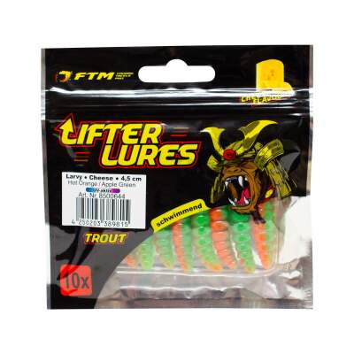 FTM Lifter Lures Larvy Cheese 4,5 cm Hot Orange / Apple Green UV