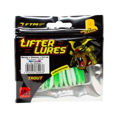 FTM Lifter Lures Wurmy Cheese 6,5 cm Hot Green / White UV